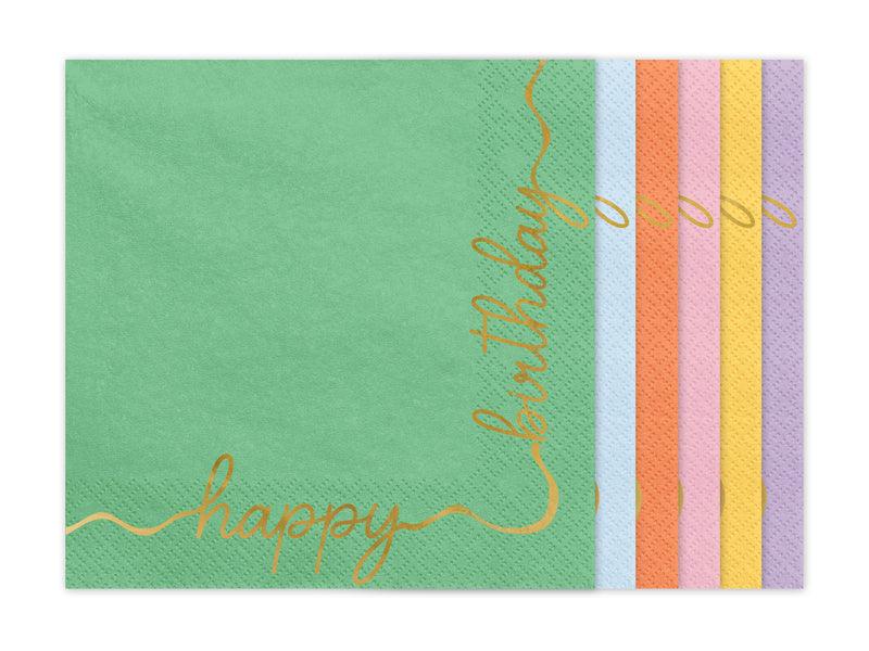 Servietten Happy Birthday, Mix, 33x33 cm (1 VPE / 12 Stk.) - FeierGlanz